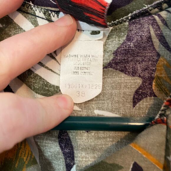 Just Four Inc Mens 38 Medium Floral Hawaiian Shirt Short Sleeve Tee Top Button - Picture 5 of 11